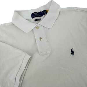 Polo Ralph Lauren Mens Classic Fit Pique Polo Shirt White Large Short Sleeve